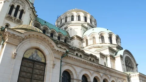 Sofia, Bulgaria, details of the Cathedral Saint Aleksandar Nevski Stock Footage 112353990