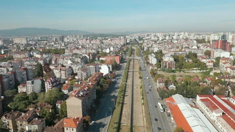 Sofia Bulgaria Drone Tracking Back Across The Lions Bridge With Mid Stock Footage 291674933
