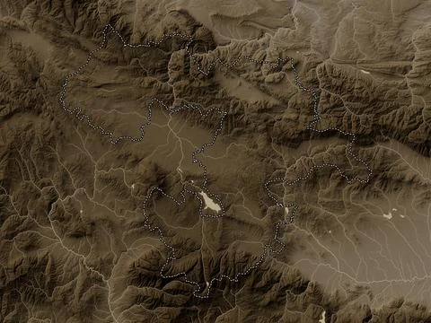 Sofia, Bulgaria. Elevation map colored in sepia tones with lakes and rivers Illustrazione stock
