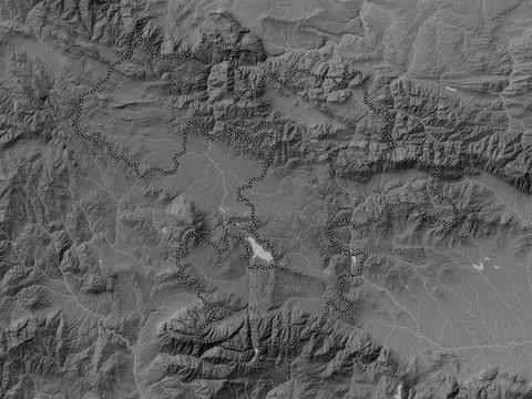 Sofia, Bulgaria. Grayscale elevation map with lakes and rivers Stockillustratie
