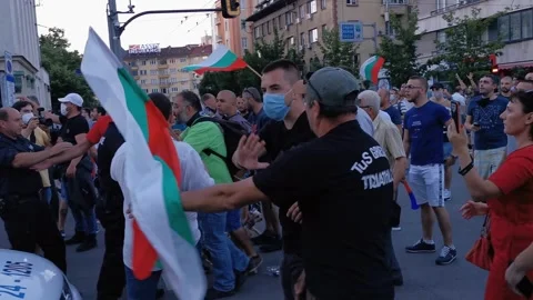 Sofia, Bulgaria, July 10, 2020, Protests against the Ruling Party Upholders Video stock 135129097