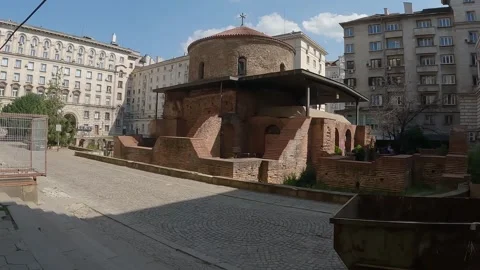 Sofia, Bulgaria - July 7th 2023: View of red bricks of St George rotunda Stock-Footage 274305608