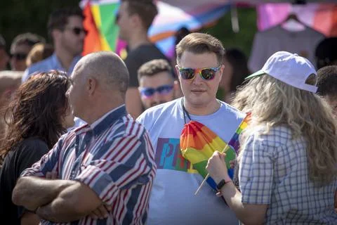 Sofia, Bulgaria - June 18, 2022: The Sofia Pride event in support of LGBT rig Foto stock