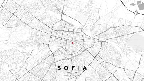 Sofia Bulgaria map with red location pin marker Stock-Footage 333699221