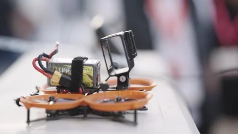 Sofia, Bulgaria - Mar 12, 2025: Close-up view of a custom FPV drone with came Stock Footage 310335568