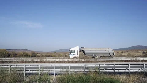 Sofia, Bulgaria - Mar 12, 2025: Tanker cargo truck traveling along highway ac Stock-Footage 317624650