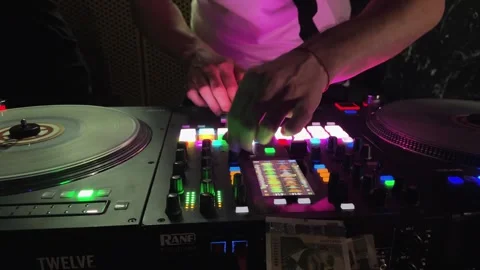 Sofia, Bulgaria - Oct 22, 2023: DJ turntable is spinning a record on party. T Stock-Footage 294973611