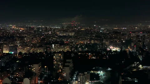 Sofia, Bulgaria: Panoramic Night Aerial View of the Dynamic Capital Video stock 337184835