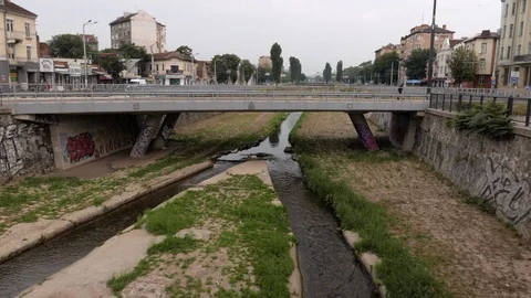 SOFIA, BULGARIA: the Perlovska river as it passes through the city of Sofia Stock Footage 91084871