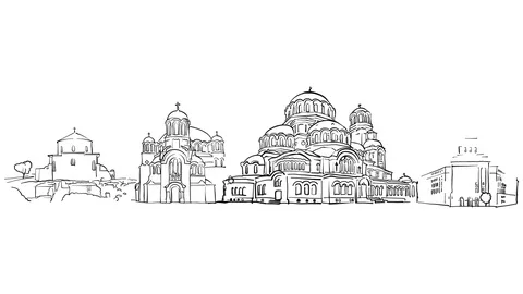 Sofia Bulgaria Self Drawing Lines Stock Footage 74358814