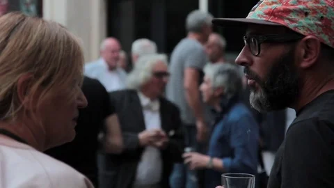 SOFIA, BULGARIA - SEPTEMBER 2016: Opening of the exhibition at City Art Gallery Stock Footage 72827399