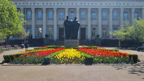 In Sofia, Bulgaria, the St. Cyril and Methodius National Library stands behind Stock Footage 314303104