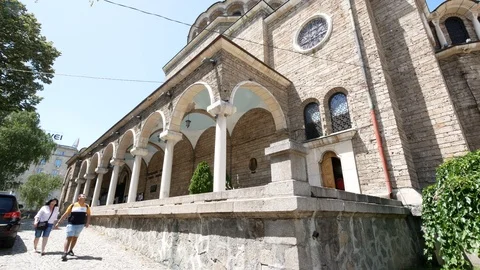 Sofia, Bulgaria, tilt up Sveta Nedelya Ortodox Church Stock Footage 112351747
