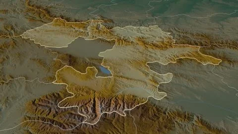 Sofia, Bulgaria. Topographic relief map with surface waters Stockillustratie
