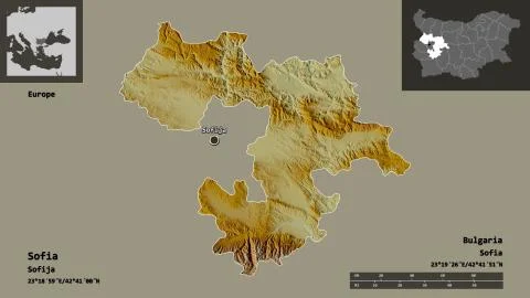 Sofia, Bulgaria. Topographic relief map Stockillustratie