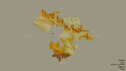 Sofia, Bulgaria. Topographic relief map Illustrazione stock