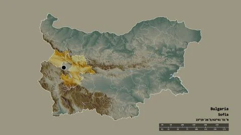 Sofia, Bulgaria. Topographic relief map Stockillustratie