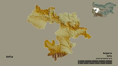 Sofia, Bulgaria. Topographic relief map Illustrazione stock