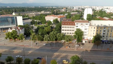 SOFIA, BULGARIA:  View of Sofia, Bulgaria, at sunset Stock Footage 91084620
