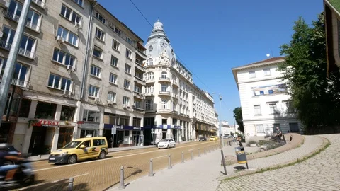 Sofia, Bulgaria, view of Tsar Osvoboditel boulevard Stock Footage 112346561