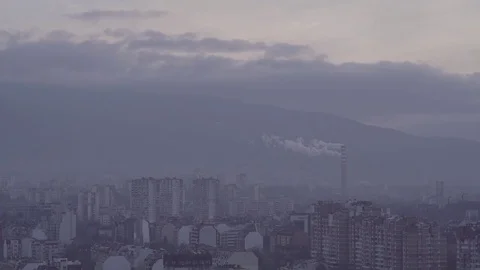 Sofia Cityscape Chimney Smoke 4K Stock Footage 71770649