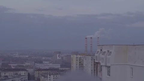 Sofia Cityscape Chimney Smoke Blocks 4K Stock Footage 71771253
