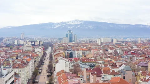 Sofia cityscape main streets and old city district with Vitosha mountain view Stock Footage 237281143