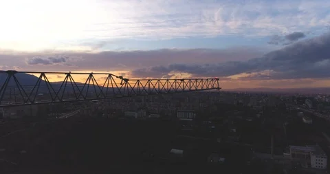 Sofia landscape seen from tower crane on construction site Vidéo 125607369