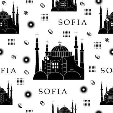 Sofia, monochrome seamless pattern Stock Illustration