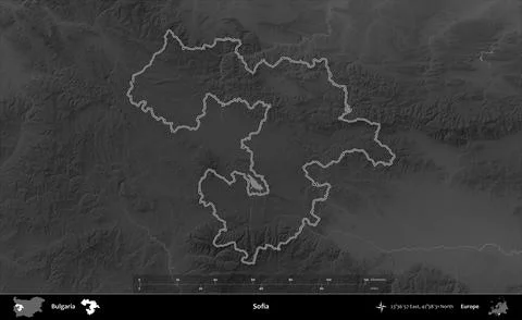 Sofia outlined, Bulgaria. Grayscale Stock Illustration