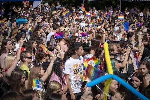 The Sofia Pride event in support of LGBT rights lesbian, gay, transgender and Stock-Fotos