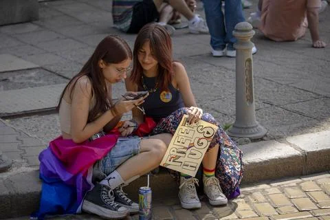 The Sofia Pride event in support of LGBT rights lesbian, gay, transgender a.. Stock Photos