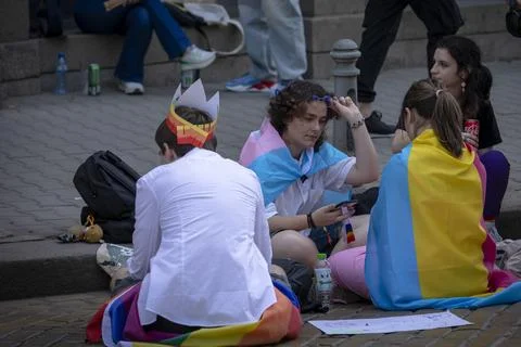 The Sofia Pride event in support of LGBT rights lesbian, gay, transgender a.. Foto stock