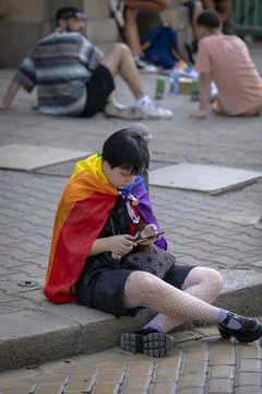 The Sofia Pride event in support of LGBT rights lesbian, gay, transgender a.. Foto stock