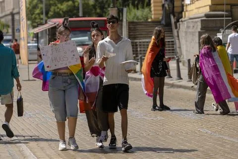 The Sofia Pride event in support of LGBT rights lesbian, gay, transgender a.. Stock Photos
