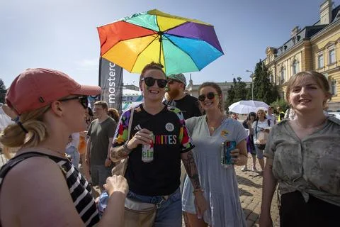 The Sofia Pride event in support of LGBT rights lesbian, gay, transgender a.. Foto stock