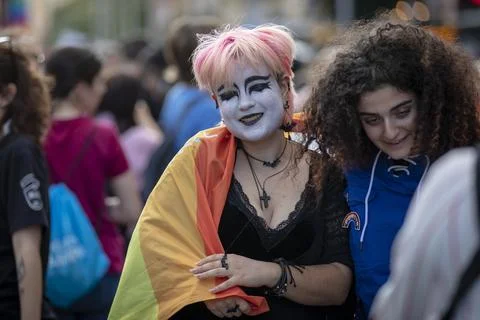 The Sofia Pride event in support of LGBT rights lesbian, gay, transgender a.. 스톡 사진