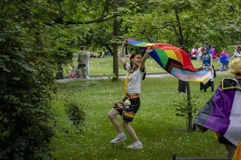 The Sofia Pride event in support of LGBT rights lesbian, gay, transgender a.. Stock Photos