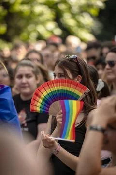 The Sofia Pride event in support of LGBT rights lesbian, gay, transgender a.. Foto stock