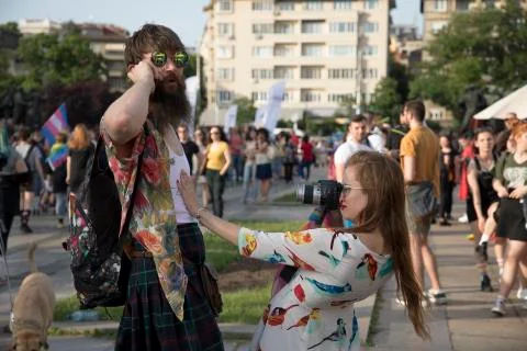 Sofia Pride. Parade, rainbow. Stock Photos
