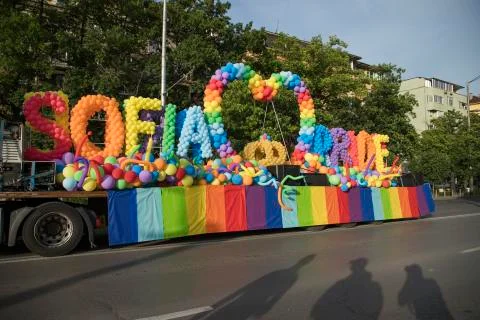 Sofia Pride. Parade, rainbow. Foto stock