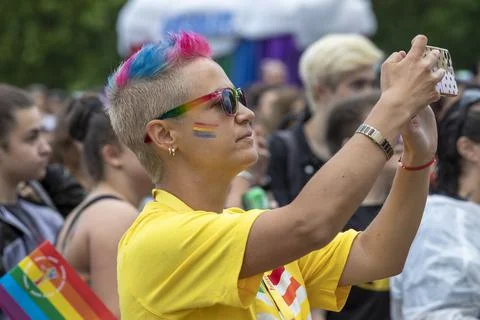 Sofia Pride. Parade, rainbow Foto stock