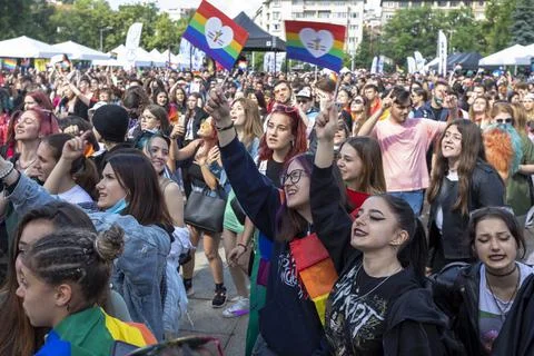 Sofia Pride. Parade, rainbow Foto stock