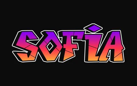 Sofia - single word, letters graffiti style. Bulgaria. Vector hand drawn lo.. Stock Illustration