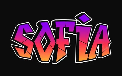 Sofia - single word, letters graffiti style. Bulgaria. Vector hand drawn lo.. Stock Illustration
