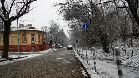 Sofia Snow 10 Street Stock Footage 122276603