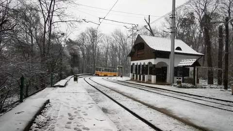 Sofia Snow 12 Tram Stock Footage 122278545