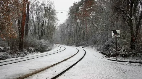 Sofia Snow 14 Tram in the snow Stock Footage 122319441
