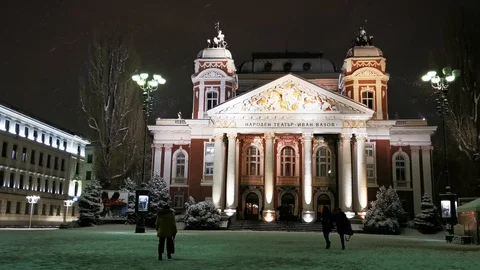 Sofia Snow 24 Natinal Theater Ivan Vazov Stock Footage 122275935