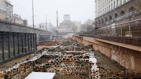 Sofia Snow 7 Roman City Stock Footage 122276486
